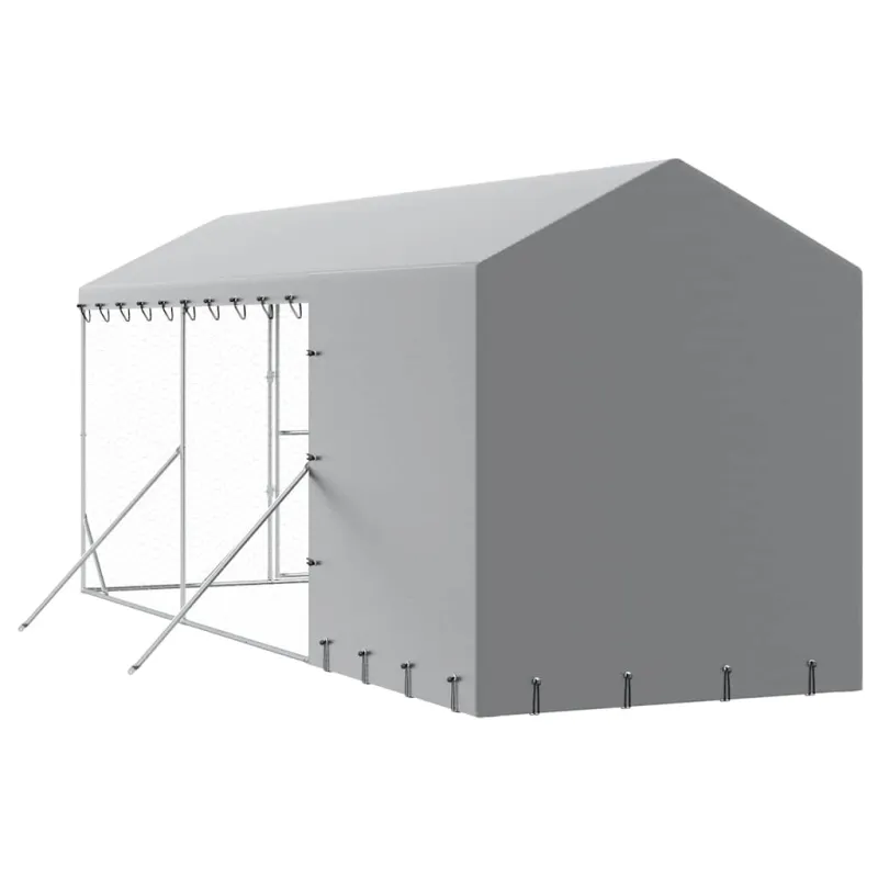Lauko voljeras šunims su stogu, sidabrinis, 2x6x2,5m, plienas