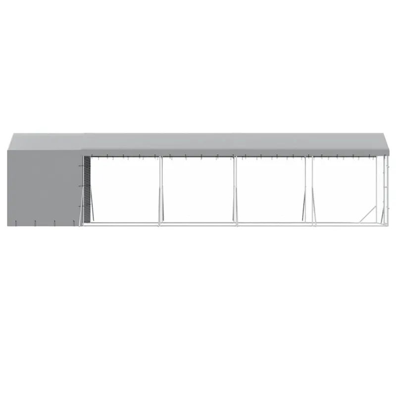 Lauko voljeras šunims su stogu, sidabrinis, 2x10x2,5m, plienas