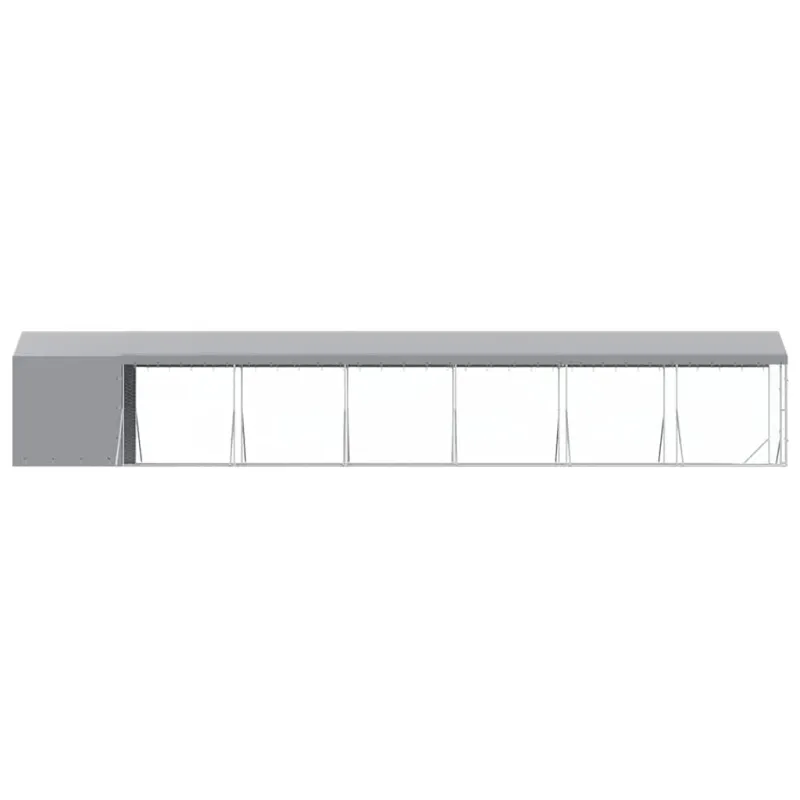 Lauko voljeras šunims su stogu, sidabrinis, 2x14x2,5m, plienas