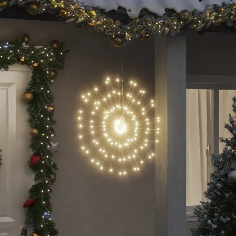 Kalėdiniai šviestuvai fejerverkai, 2vnt., šilti balti, 140 LED