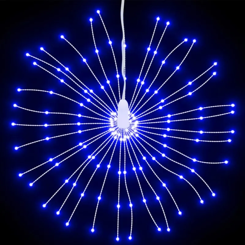 Kalėdiniai šviestuvai fejerverkai, 8 vnt., 140 mėlynų LED, 17cm