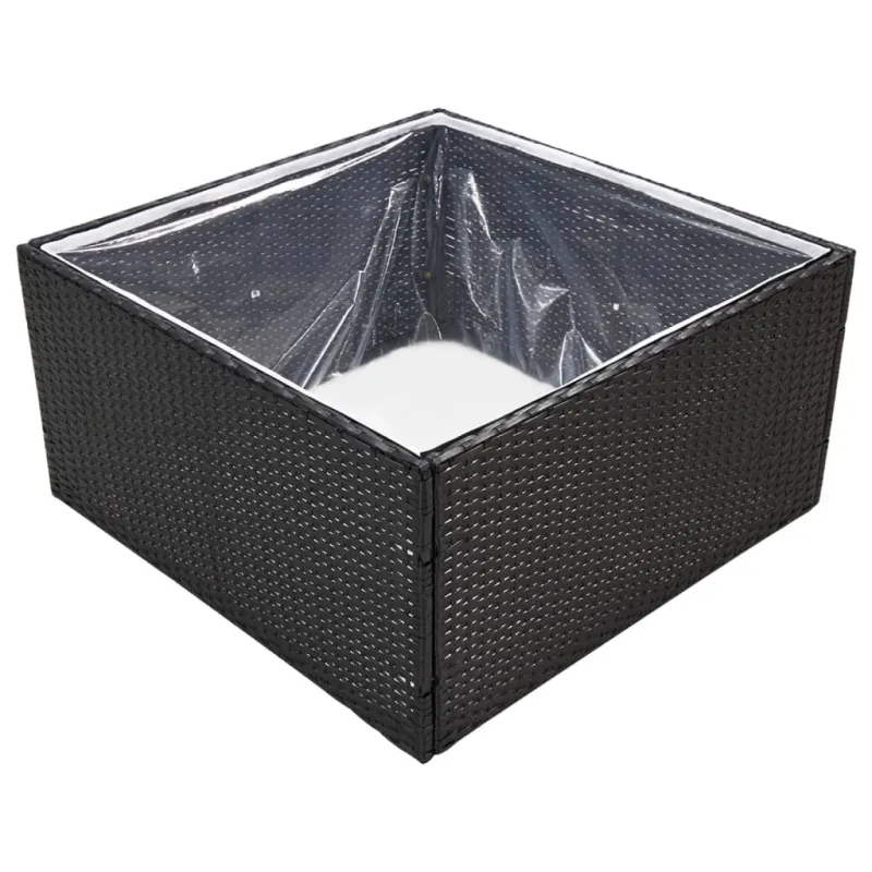 Sodo lovelis, juodos spalvos, 80x80x40cm, poliratanas