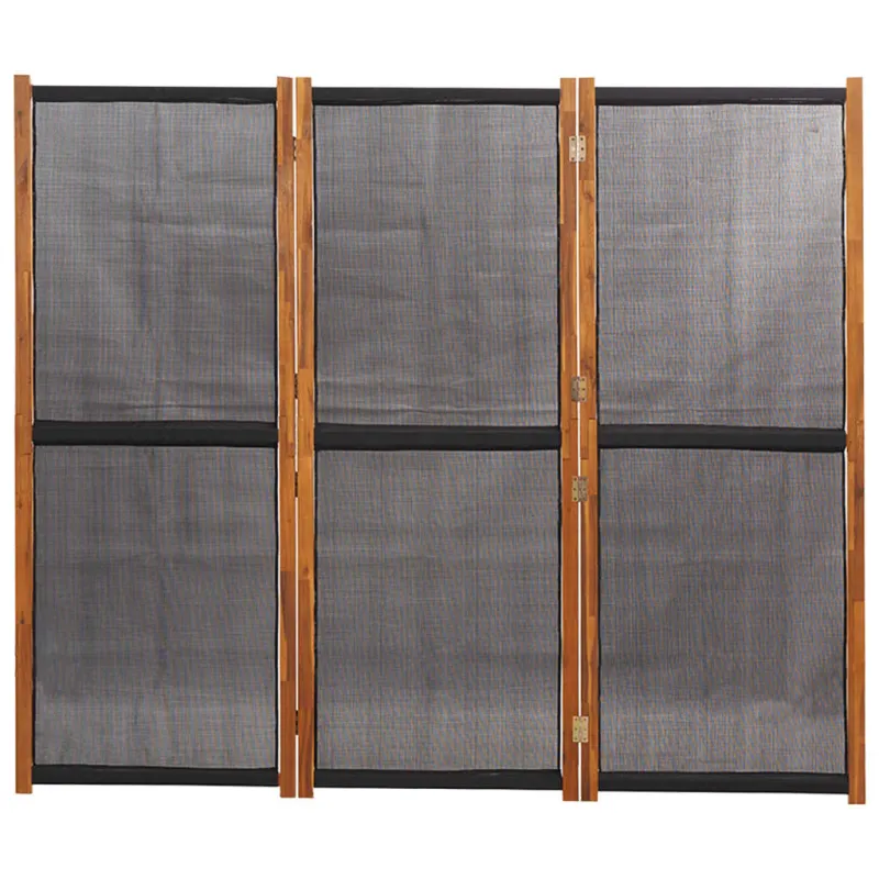 Kambario pertvara, 3 dalių, juodos spalvos, 210x180cm