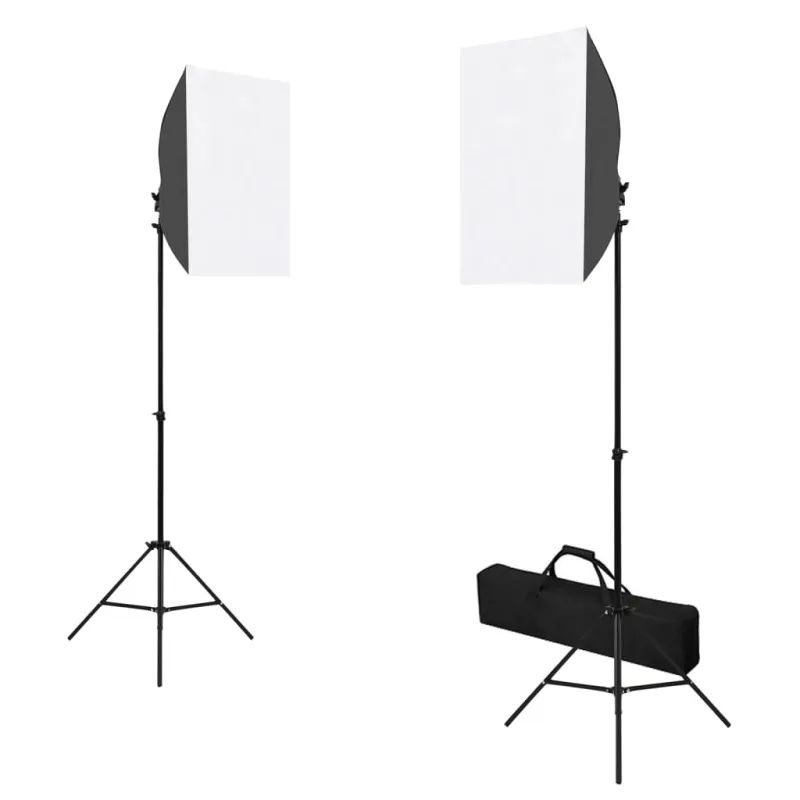 Fotostudijos komplektas su šviestuvais, fonu ir reflektoriumi