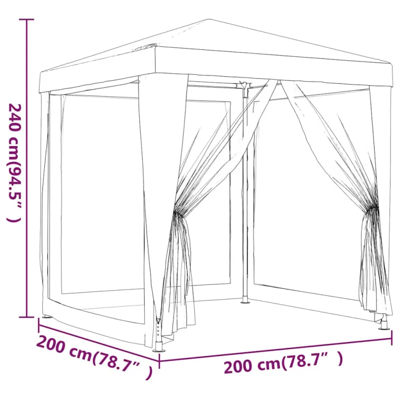 Proginė palapinė su 4 tinklinėmis sienomis, mėlyna, 2x2m, HDPE