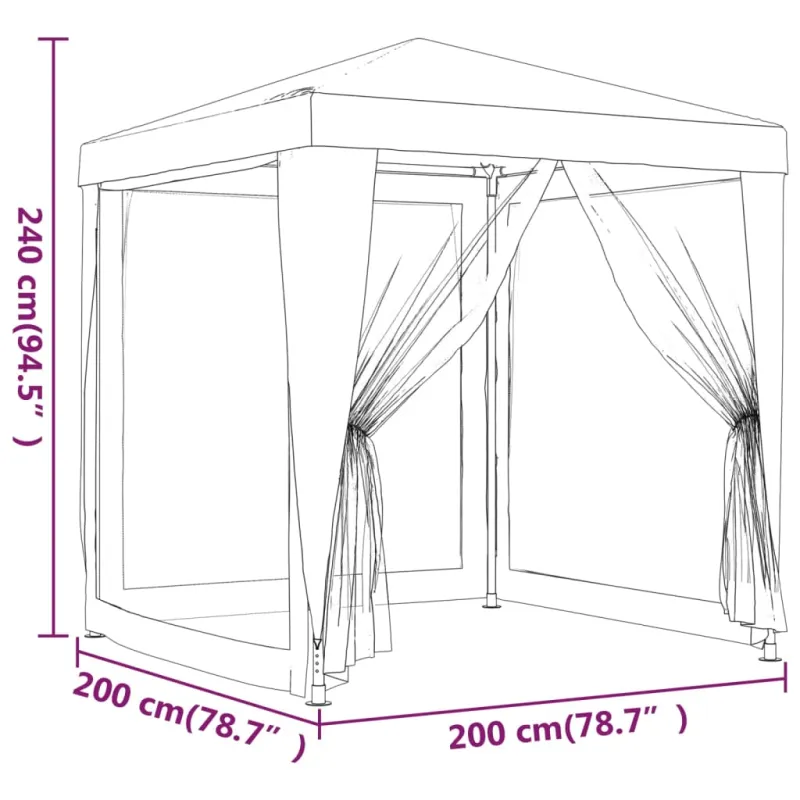 Proginė palapinė su 4 tinklinėmis sienomis, žalia, 2x2m, HDPE