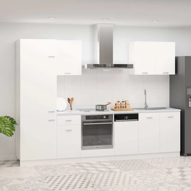 Virtuvės spintelių komplektas, Lyon, 7 dalių, baltos spalvos, MDP