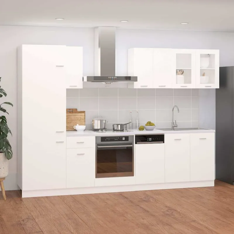 Virtuvės spintelių komplektas, Lyon, 8d., baltos spalvos
