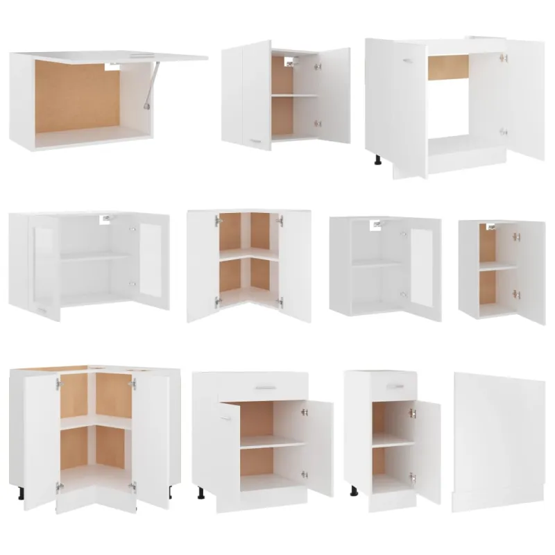Virtuvės spintelių komplektas, Lyon, 11d., baltos spalvos