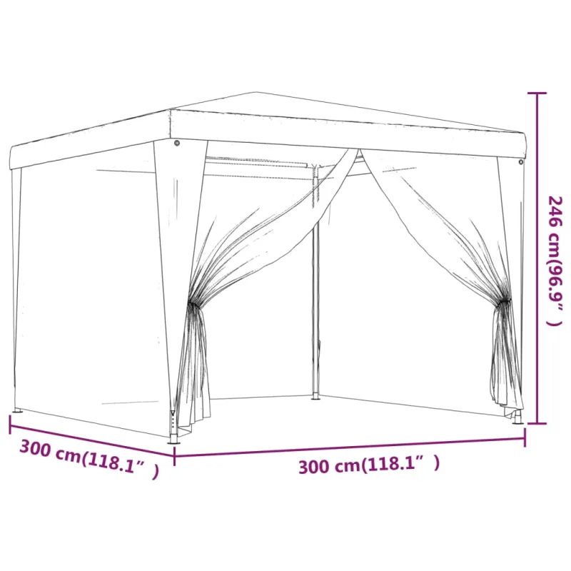 Proginė palapinė su 4 sienomis, antracito, 3x3m, HDPE