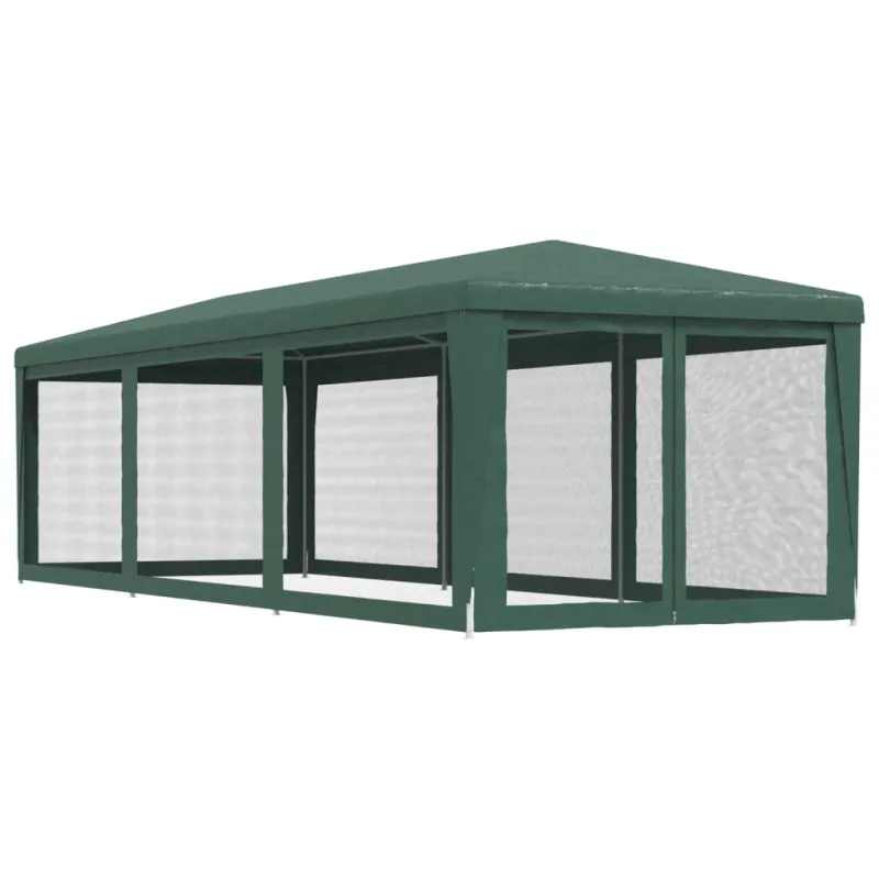 Proginė palapinė su 8 tinklinėmis sienomis, žalia, 3x9m, HDPE