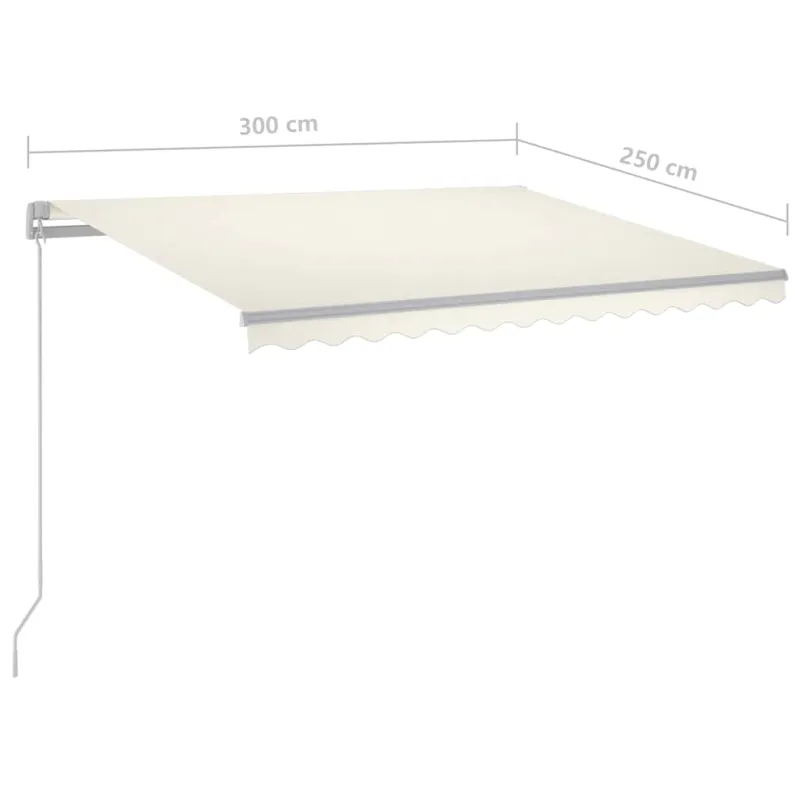Rankiniu būdu ištraukiama markizė su LED, kreminė, 300x250cm