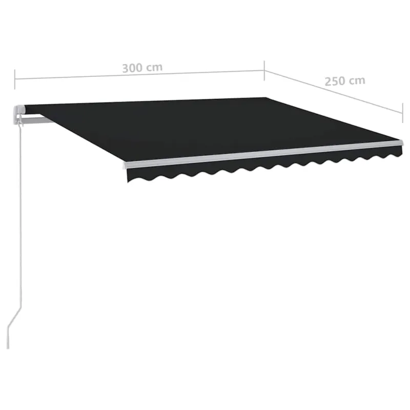 Rankiniu būdu ištraukiama markizė su LED, antracito, 300x250cm