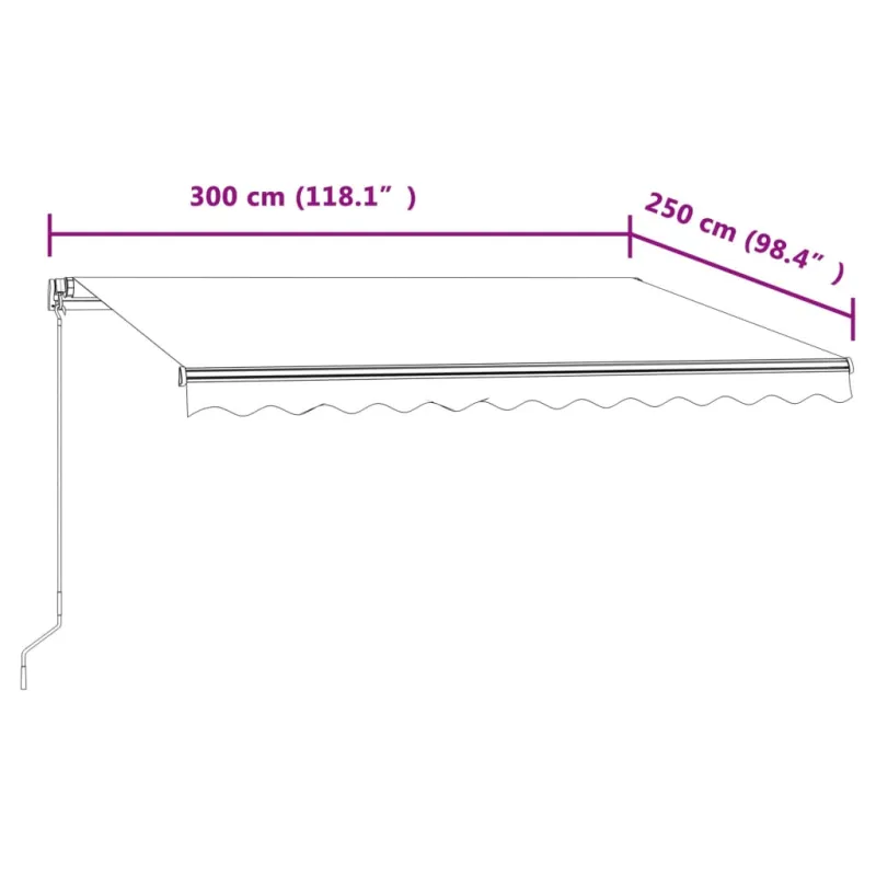 Automatinė ištraukiama markizė, antracito spalvos, 300x250cm