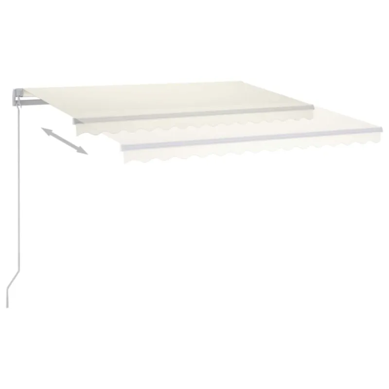 Rankiniu būdu ištraukiama markizė su LED, kreminė, 350x250cm