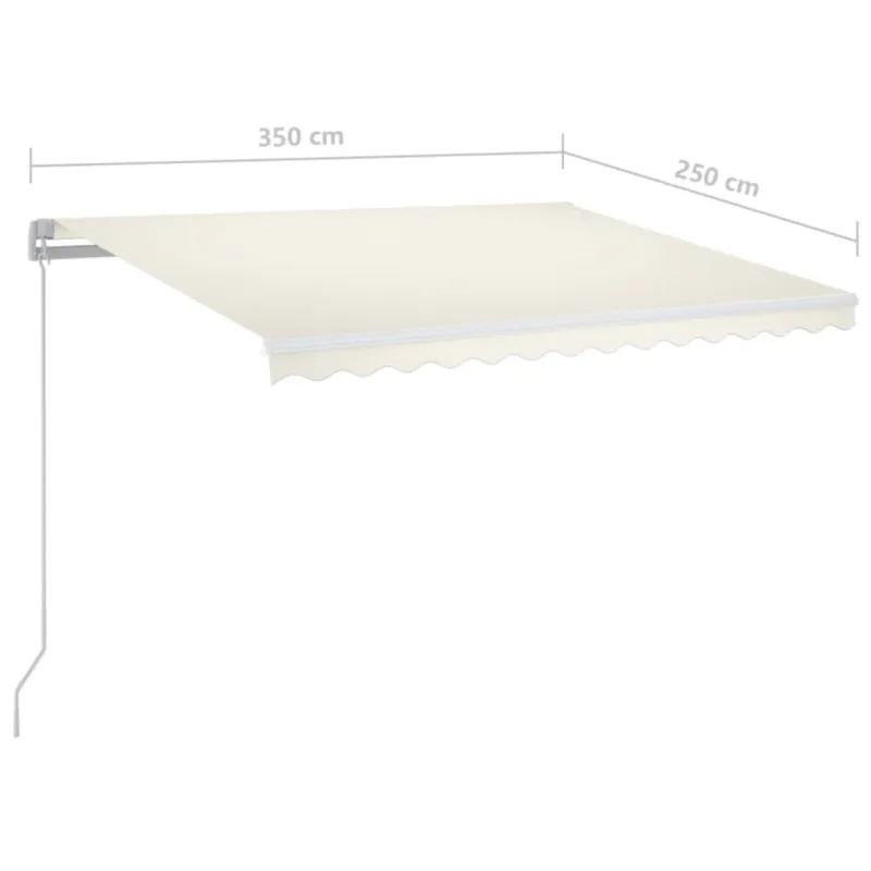 Rankiniu būdu ištraukiama markizė su LED, kreminė, 350x250cm