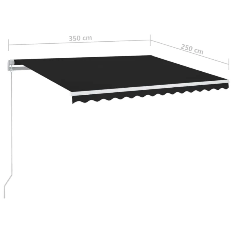 Rankiniu būdu ištraukiama markizė su LED, antracito, 350x250cm