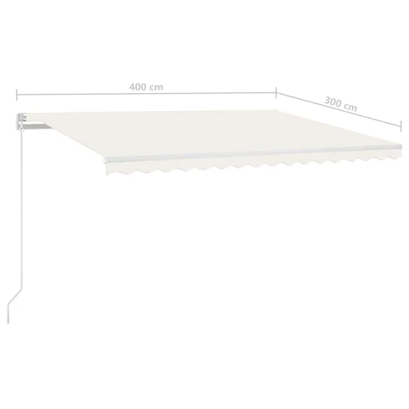 Rankiniu būdu ištraukiama markizė su LED, kreminė, 400x300cm