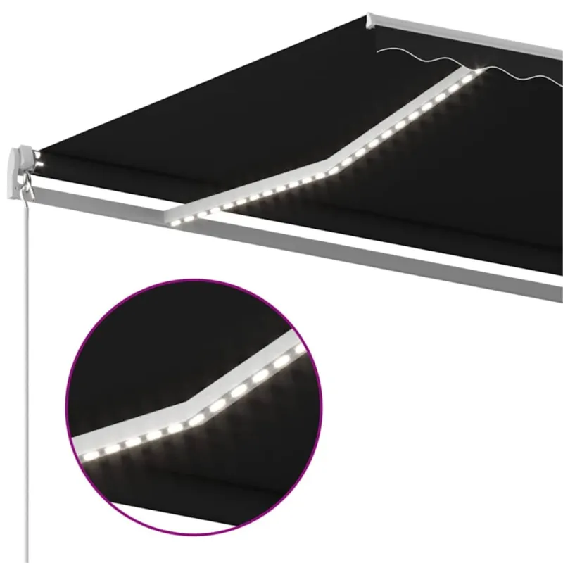 Rankiniu būdu ištraukiama markizė su LED, antracito, 450x300cm