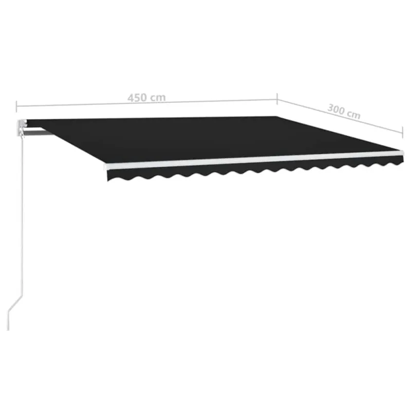 Rankiniu būdu ištraukiama markizė su LED, antracito, 450x300cm
