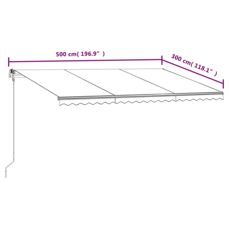 Automatinė ištraukiama markizė, geltona ir balta, 500x300cm