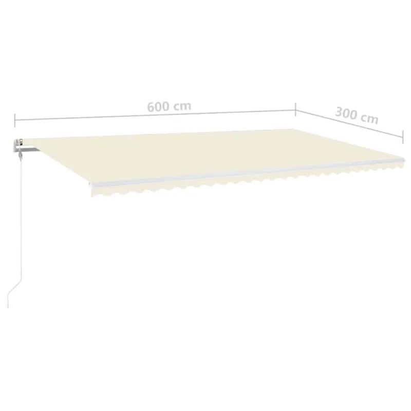 Automatinė markizė su LED/vėjo jutikliu, kreminė, 600x300cm