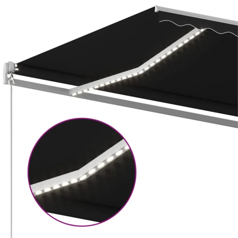 Rankiniu būdu ištraukiama markizė su LED, antracito, 400x350cm