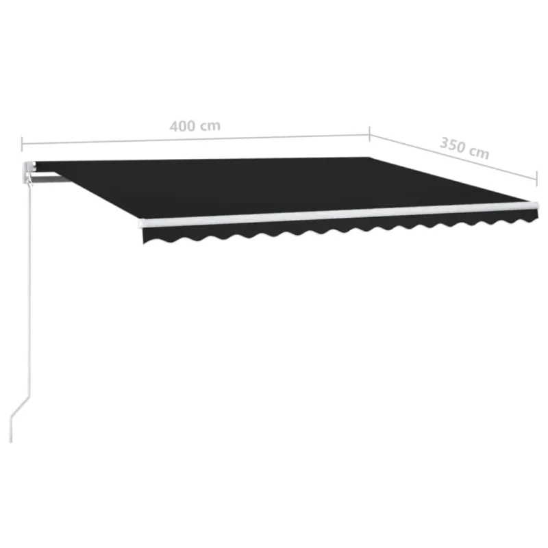 Rankiniu būdu ištraukiama markizė su LED, antracito, 400x350cm
