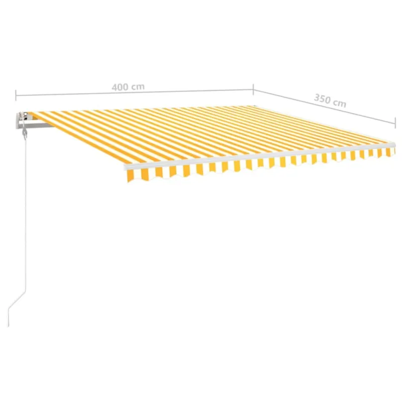 Markizė su LED/vėjo jutikliu, geltona/balta, 400x350cm