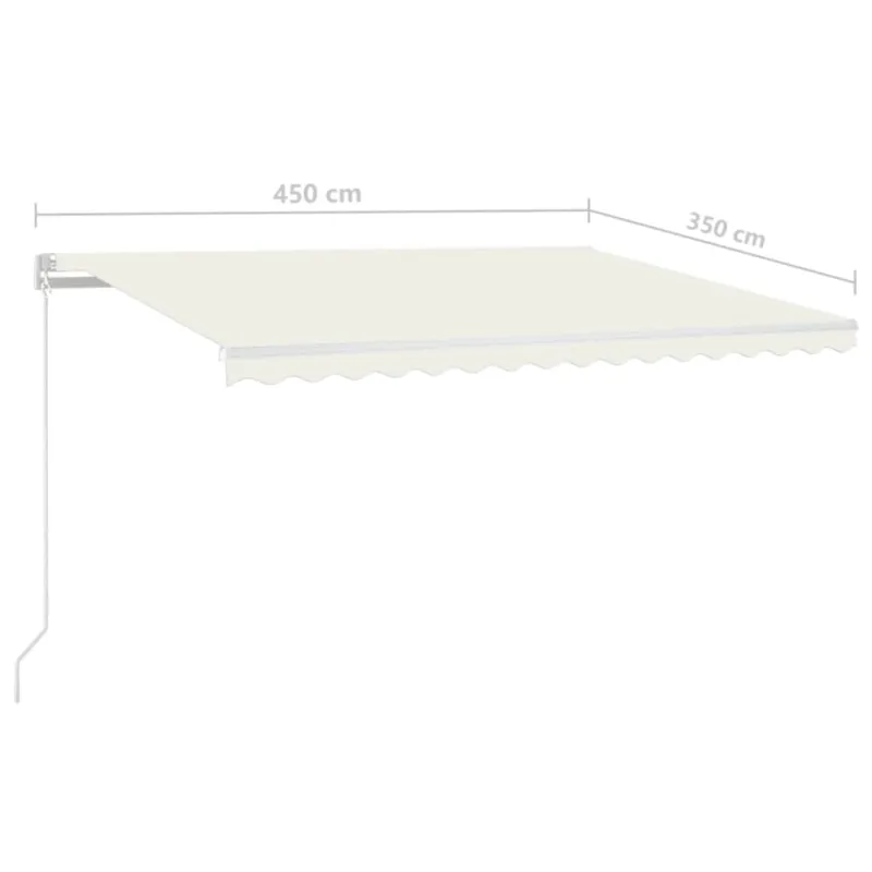 Rankiniu būdu ištraukiama markizė su LED, kreminė, 450x350cm