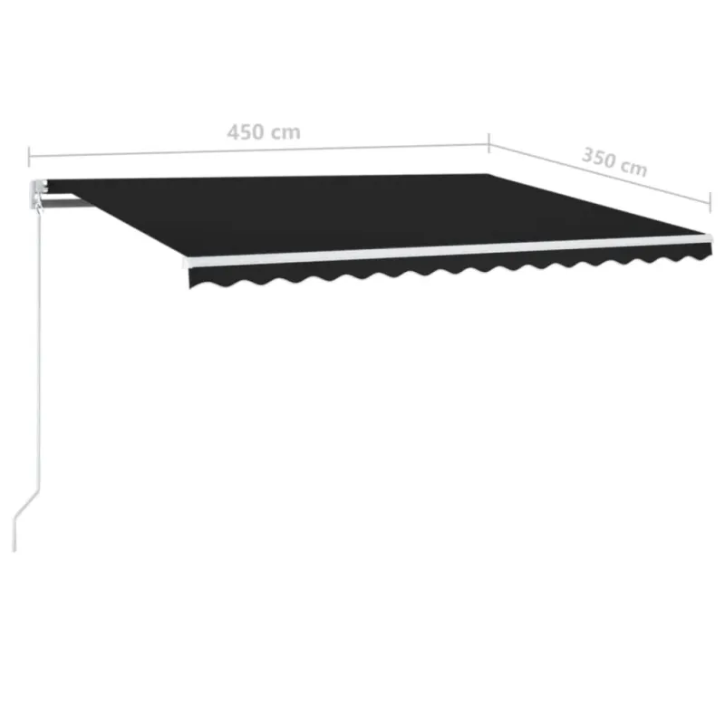 Rankiniu būdu ištraukiama markizė su LED, antracito, 450x350cm