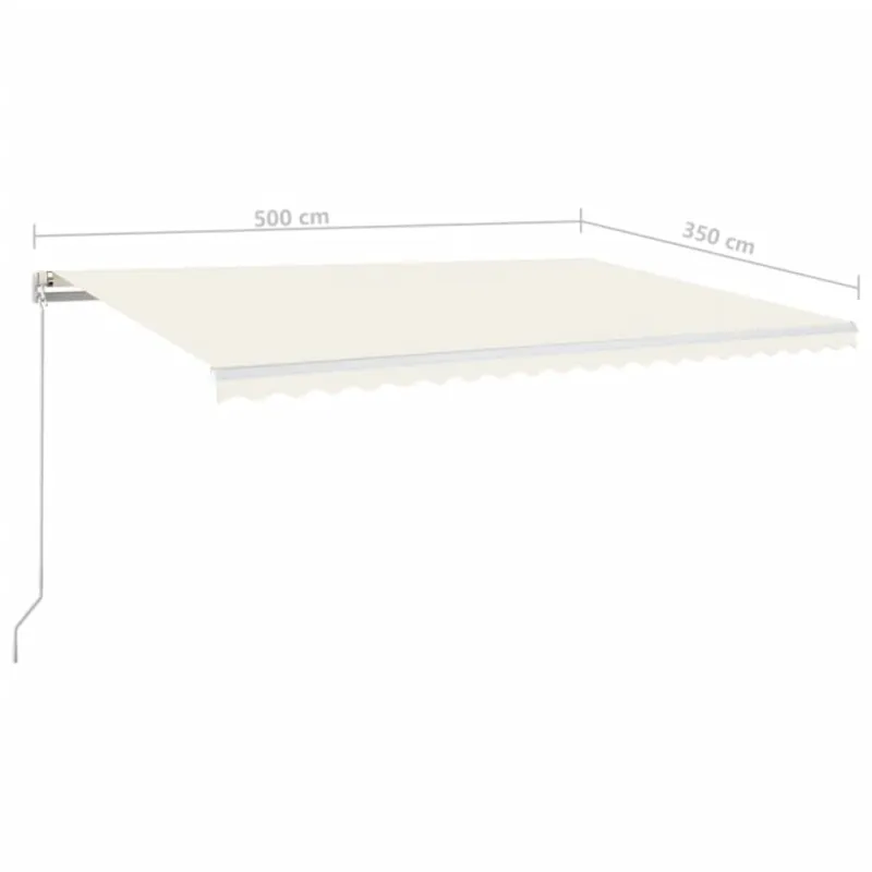 Rankiniu būdu ištraukiama markizė su LED, kreminė, 500x350cm