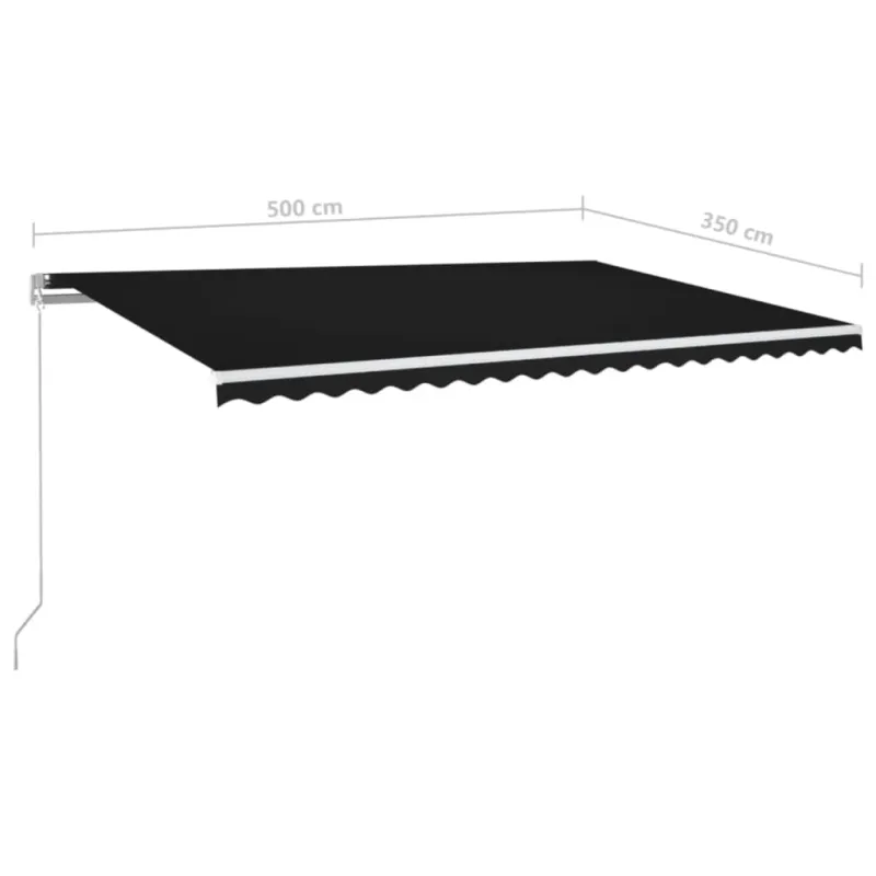 Rankiniu būdu ištraukiama markizė su LED, antracito, 500x350cm