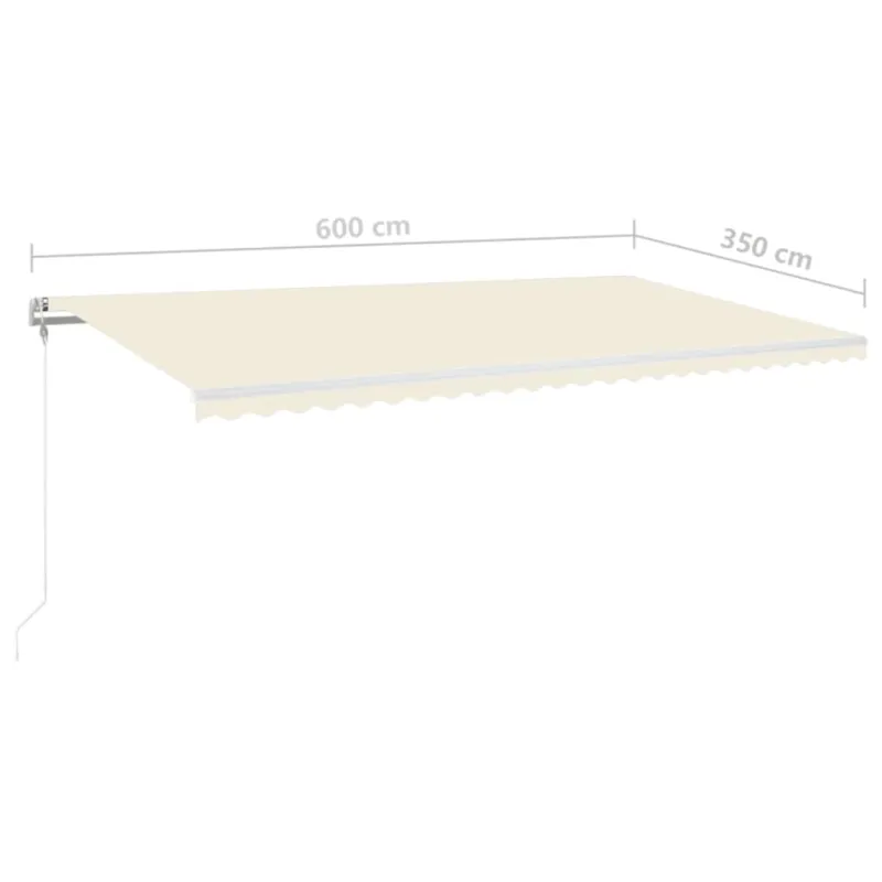 Automatinė markizė su LED/vėjo jutikliu, kreminė, 600x350cm