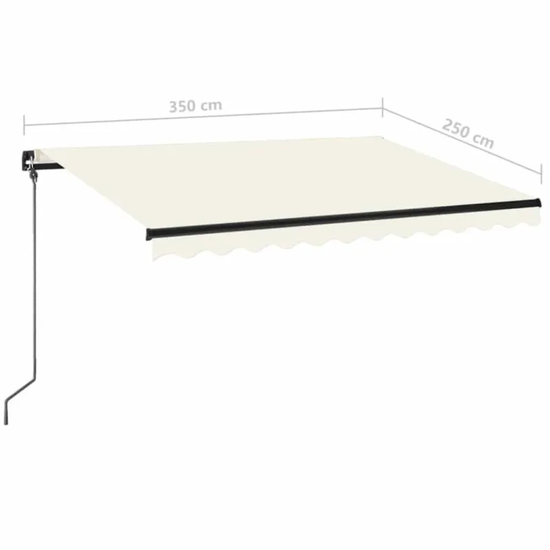 Rankiniu būdu ištraukiama markizė su LED, kreminė, 350x250cm