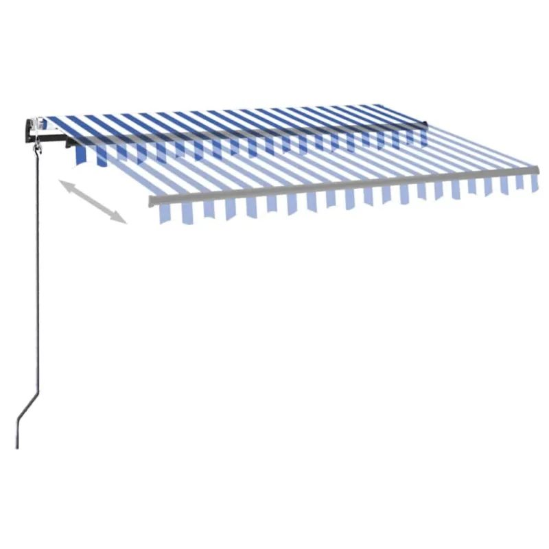 Markizė su LED/vėjo jutikliu, mėlyna/balta, 350x250cm