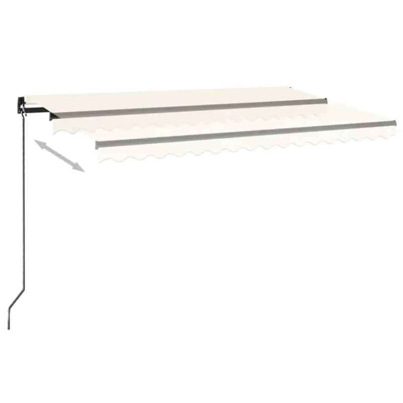 Rankiniu būdu ištraukiama markizė su LED, kreminė, 450x300cm