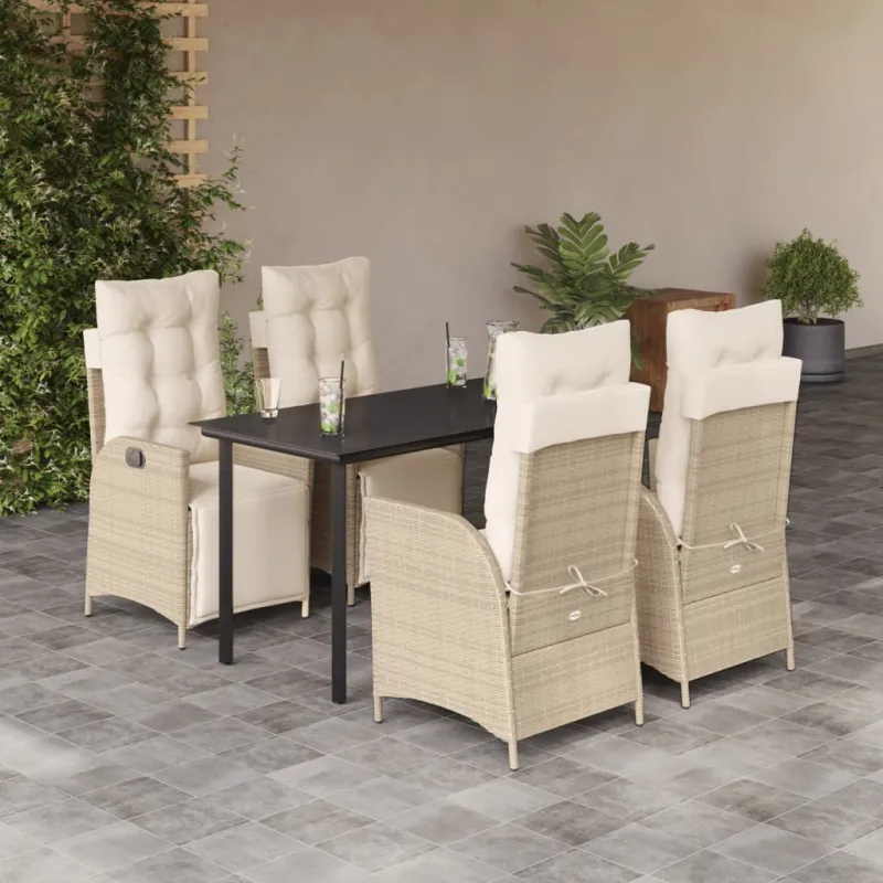 Sodo komplekti, 5 osaa, pehmusteet, hiekka, polyrattani