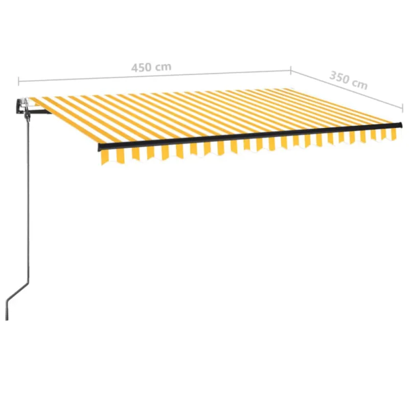 Markizė su LED/vėjo jutikliu, geltona/balta, 450x350cm