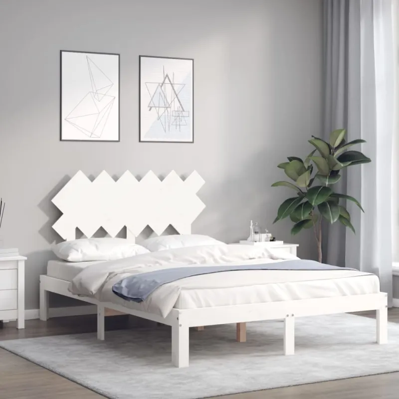 Lovos rėmas be čiužinio, baltas, 120x200cm, pušies masyvas