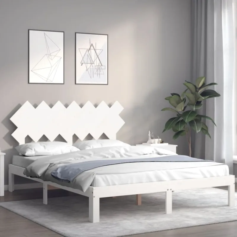 Lovos rėmas be čiužinio, baltas, 140x200cm, pušies masyvas