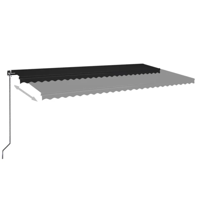 Rankiniu būdu ištraukiama markizė su LED, antracito, 600x350cm