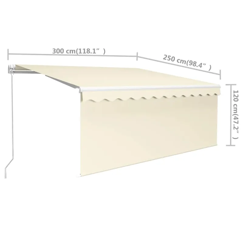 Rankiniu būdu ištraukiama markizė, kreminė ir balta, 3x2,5m