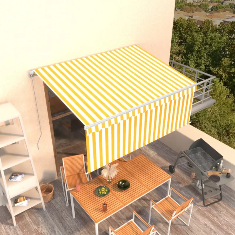 Rankiniu būdu ištraukiama markizė, geltona ir balta, 3x2,5m