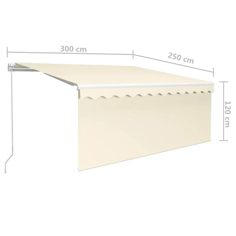 Rankiniu būdu ištraukiama markizė, kreminė ir balta, 3x2,5m