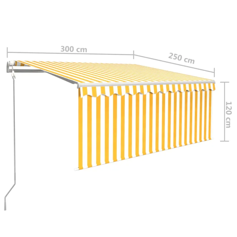 Automatiniu būdu ištraukiama markizė, geltona ir balta, 3x2,5m