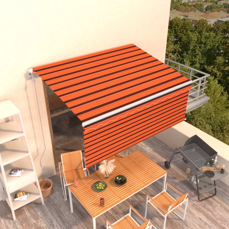 Automatiniu būdu ištraukiama markizė, oranžinė ir balta, 3x2,5m