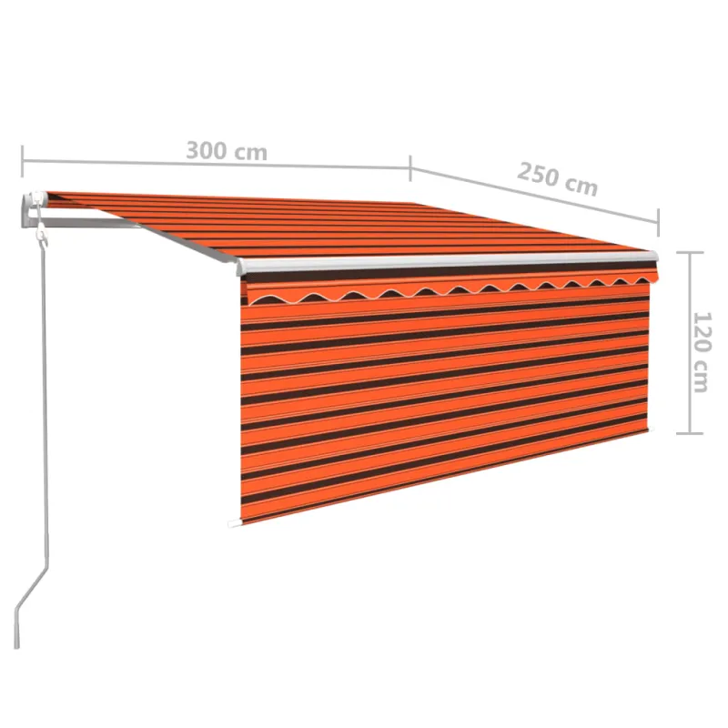 Automatiniu būdu ištraukiama markizė, oranžinė ir balta, 3x2,5m
