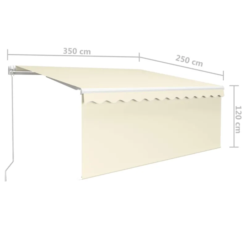 Rankiniu būdu ištraukiama markizė su uždanga, kreminė, 3,5x2,5m
