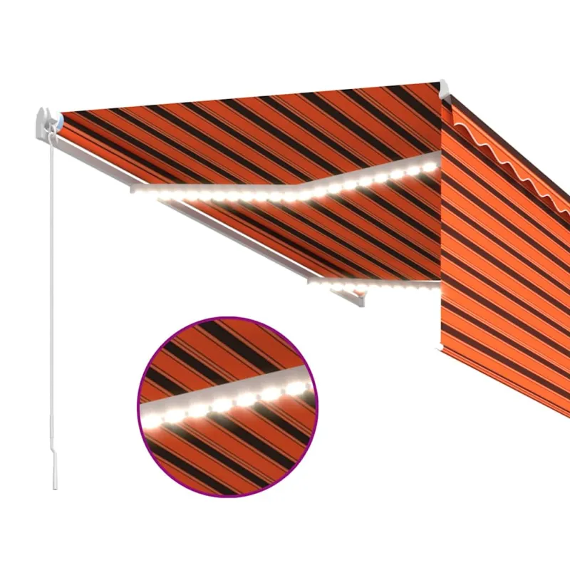 Rankiniu būdu ištraukiama markizė, oranžinė ir ruda, 3,5x2,5m